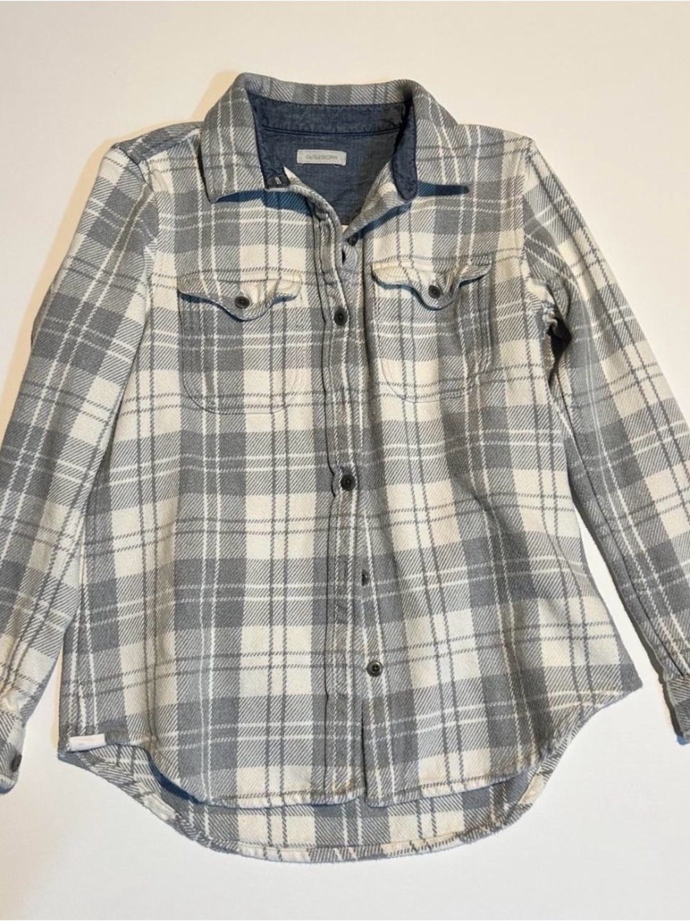 Outerknown Gray and White Plaid Shirt Jacket